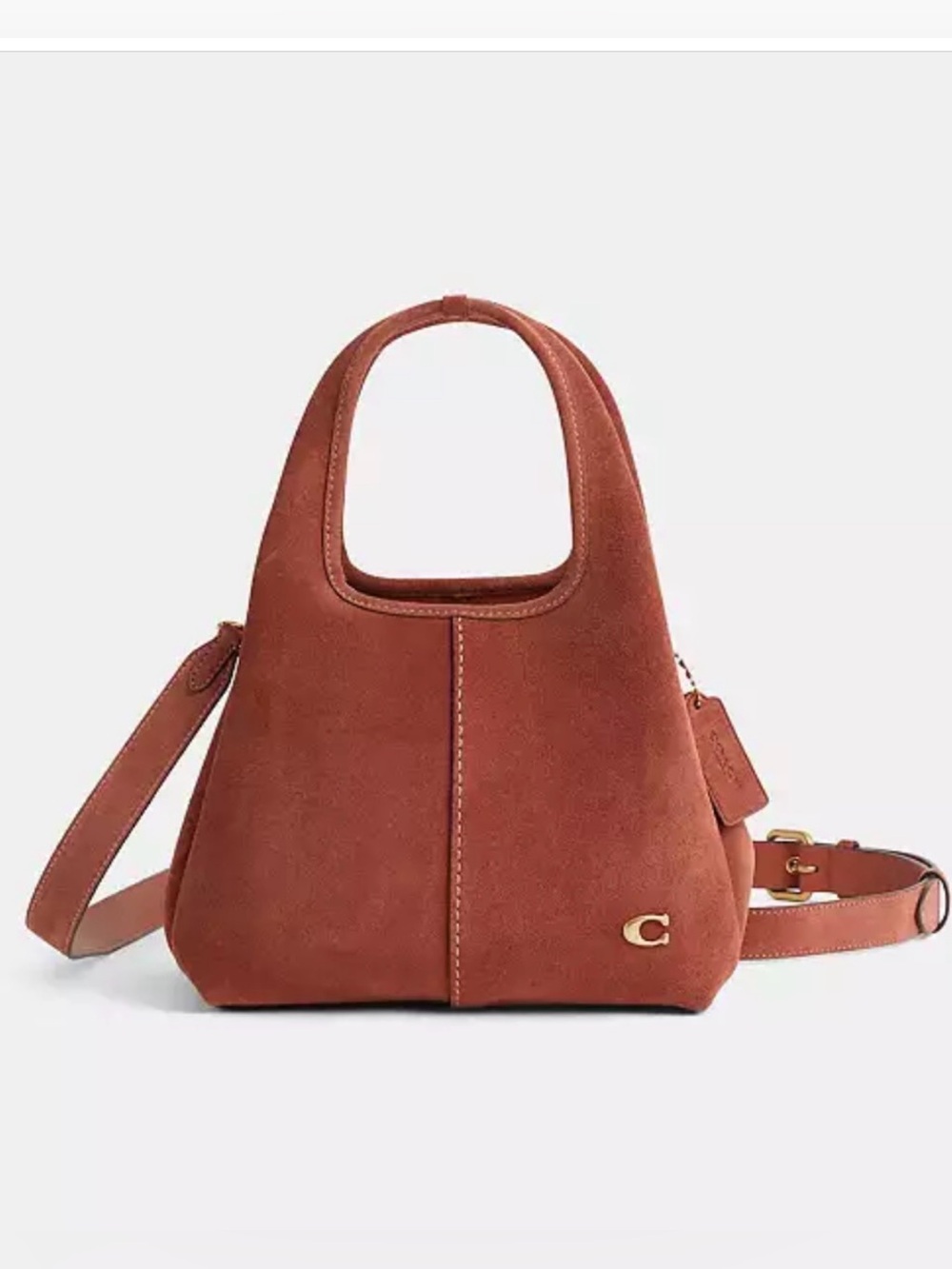 🧡 Coach NWT Lana 23 in Clay Suede Shoulder Bag /Crossbody Strap & Brass Hardware